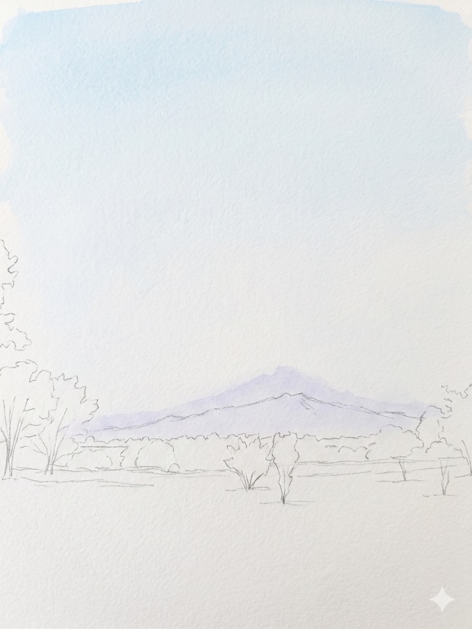 2 · First washes — sky & hills